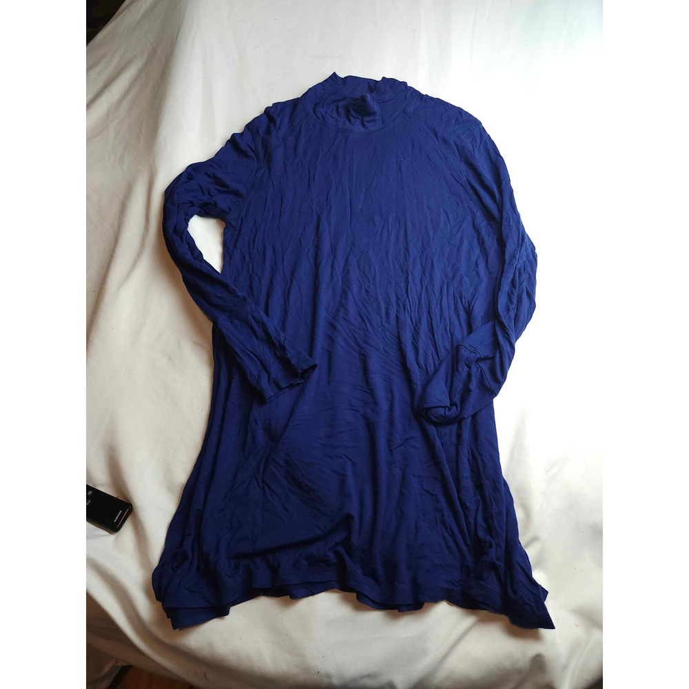 Cable & Gauge Womens Royal Blue Mock Neck Long Sleeve Sharkbite Tunic Top Large